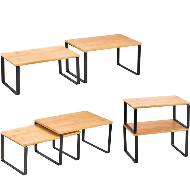積み重ね可能なキッチンキャビネットシェルフオーガナイザー