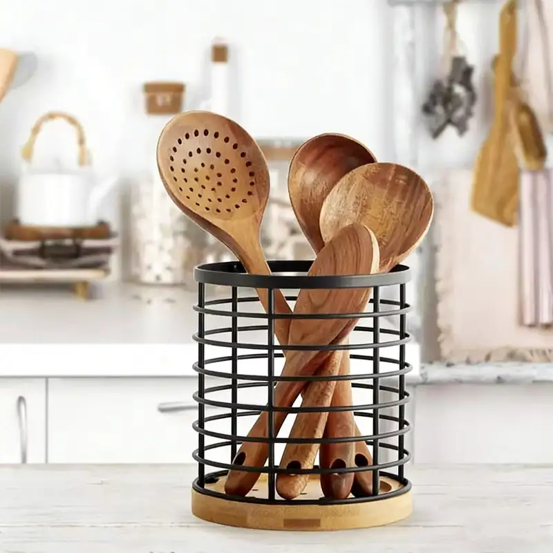 木製ベース付き金属ワイヤー器具ホルダー 木製ベース付き金属ワイヤー器具ホルダー